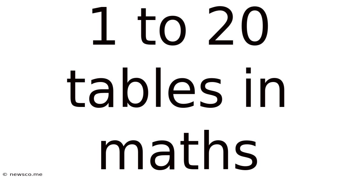 1 To 20 Tables In Maths