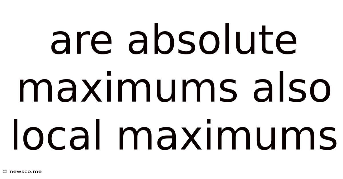 Are Absolute Maximums Also Local Maximums