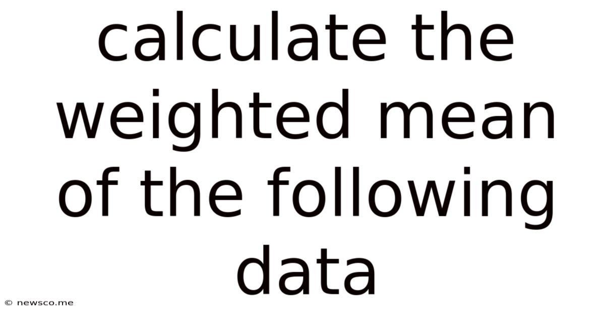 Calculate The Weighted Mean Of The Following Data