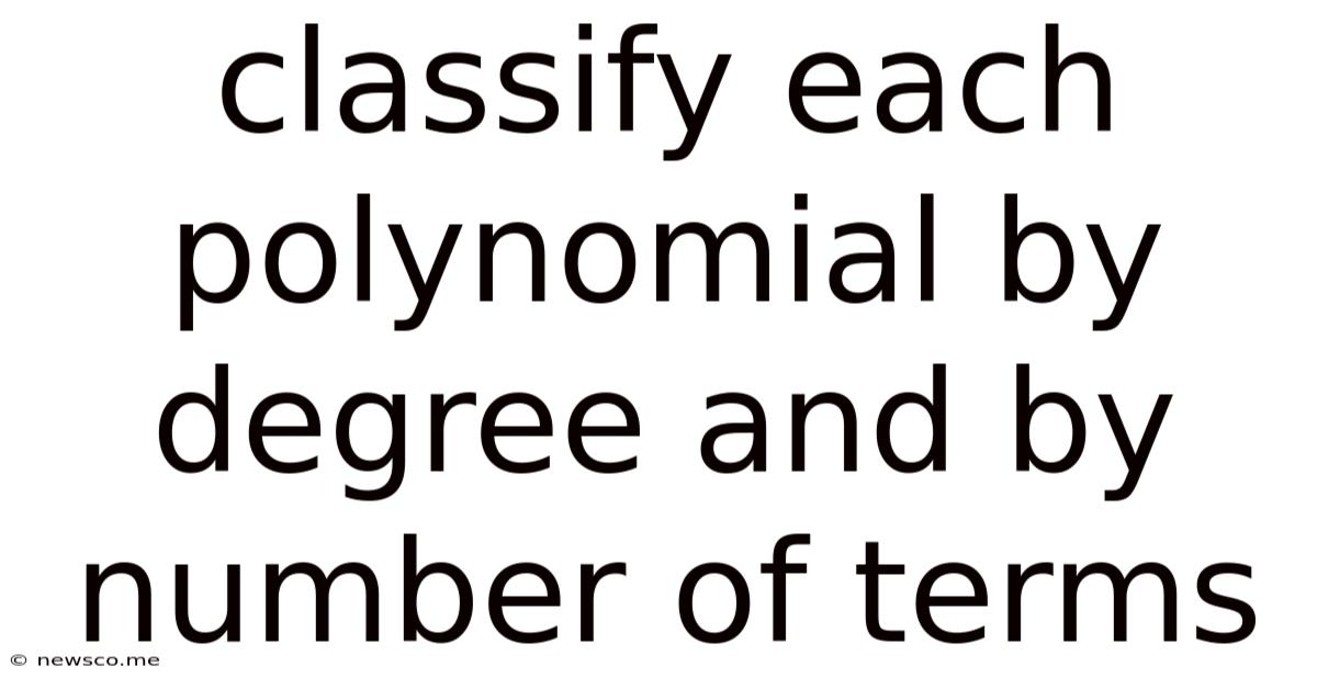 Classify Each Polynomial By Degree And By Number Of Terms