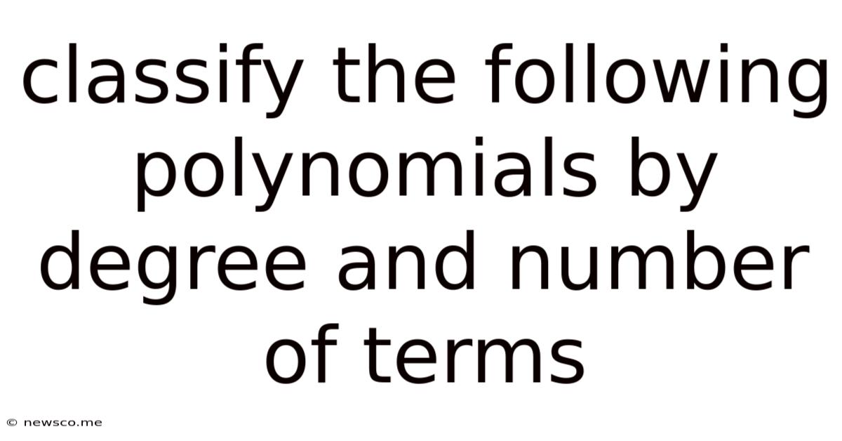 Classify The Following Polynomials By Degree And Number Of Terms