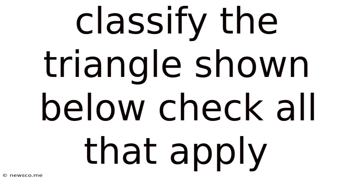 Classify The Triangle Shown Below Check All That Apply