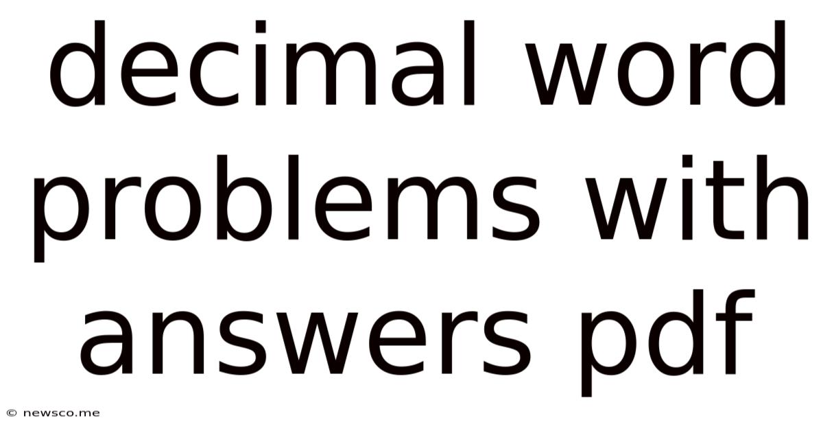 Decimal Word Problems With Answers Pdf