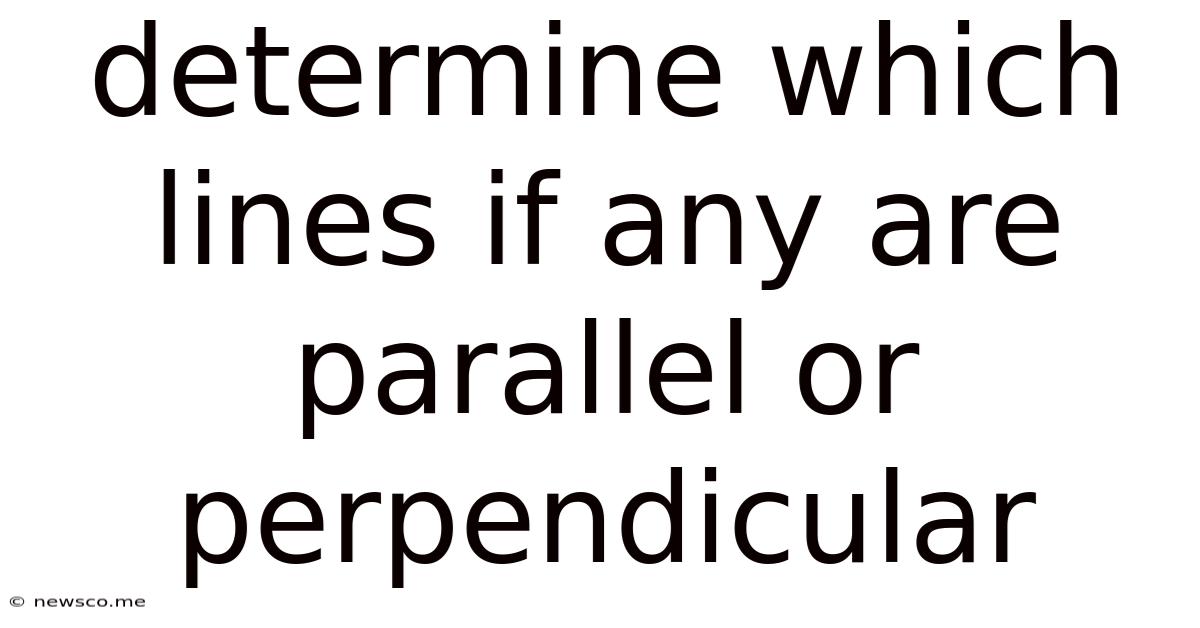 Determine Which Lines If Any Are Parallel Or Perpendicular
