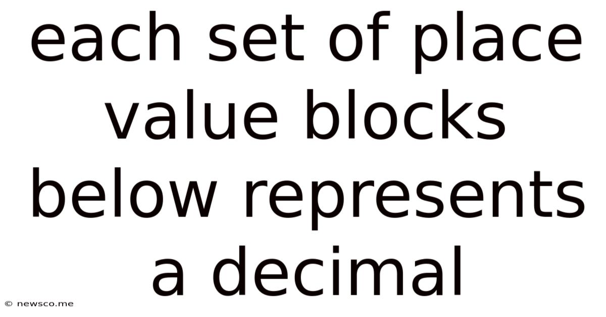 Each Set Of Place Value Blocks Below Represents A Decimal