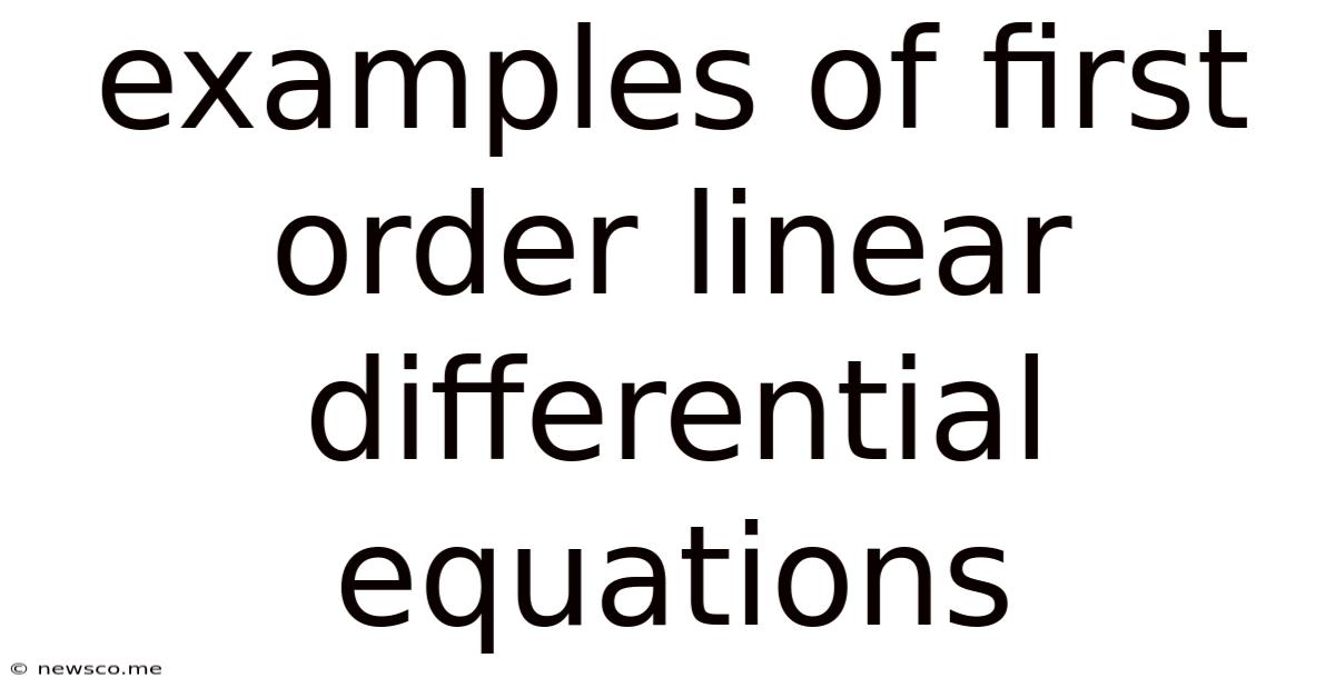 Examples Of First Order Linear Differential Equations