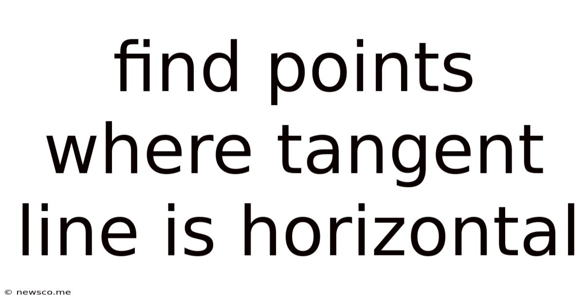 Find Points Where Tangent Line Is Horizontal