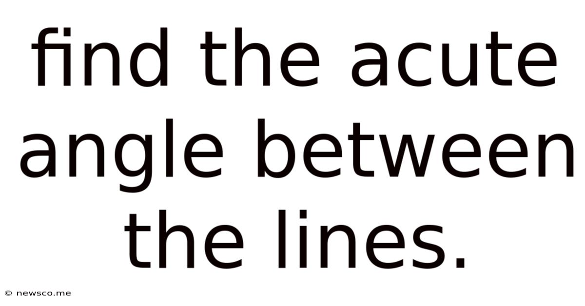 Find The Acute Angle Between The Lines.