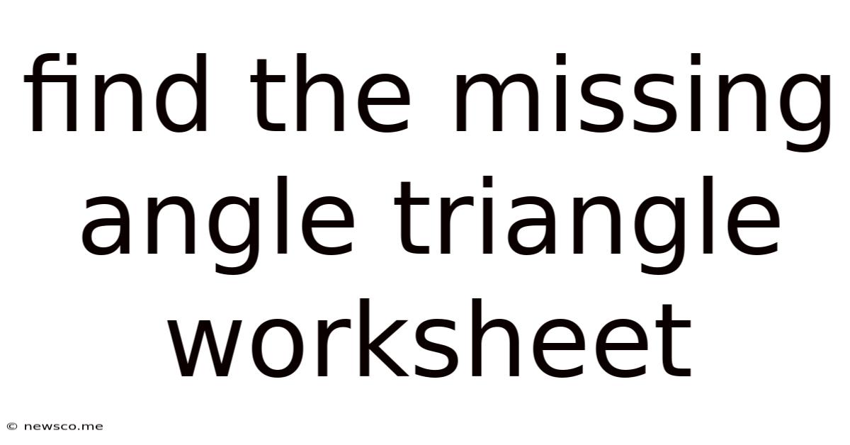 Find The Missing Angle Triangle Worksheet