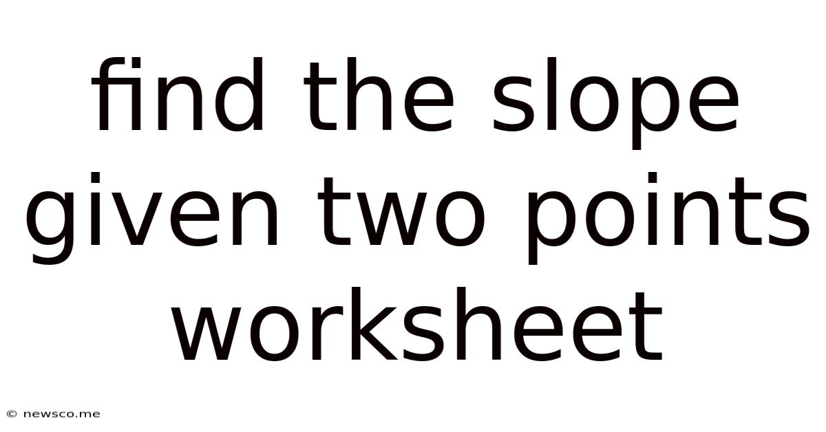 Find The Slope Given Two Points Worksheet