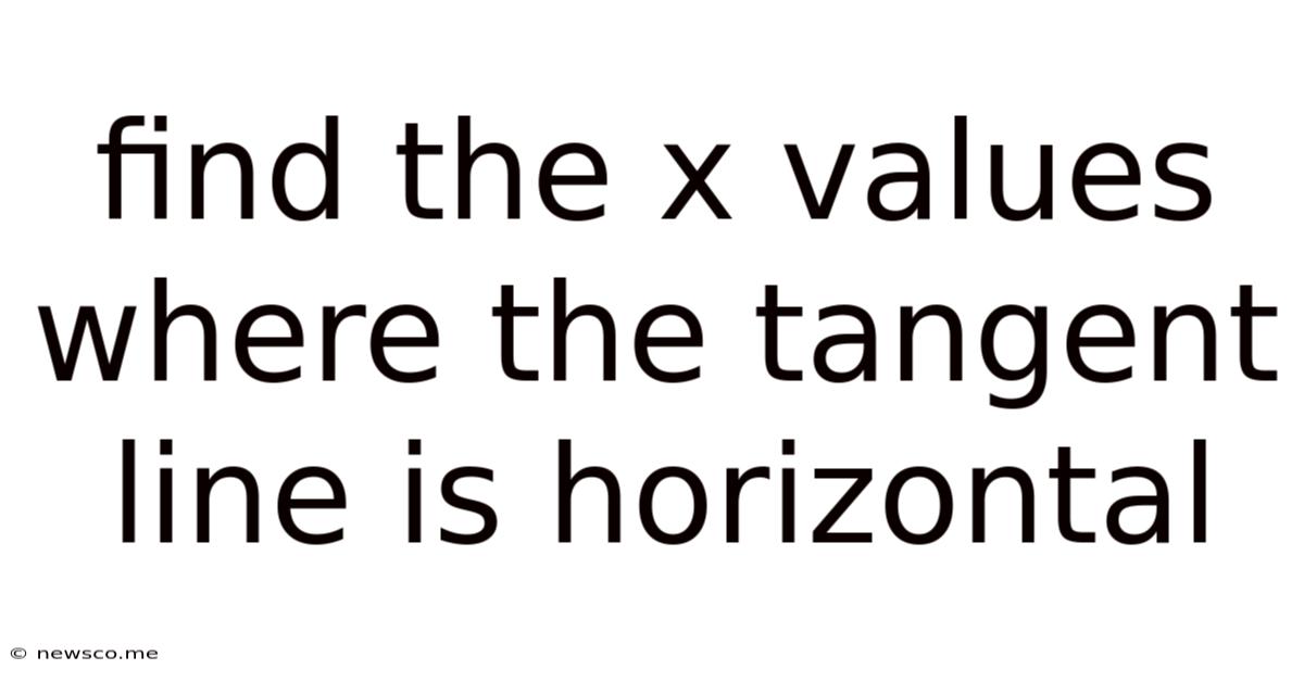 Find The X Values Where The Tangent Line Is Horizontal