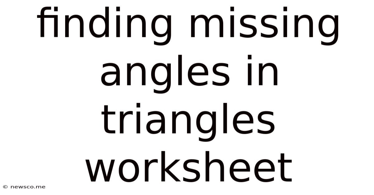 Finding Missing Angles In Triangles Worksheet