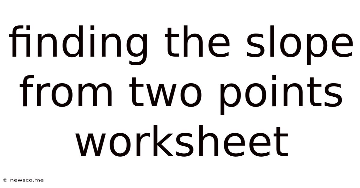 Finding The Slope From Two Points Worksheet