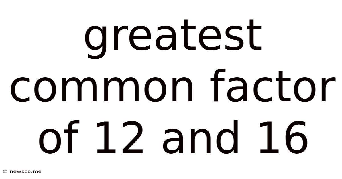 Greatest Common Factor Of 12 And 16