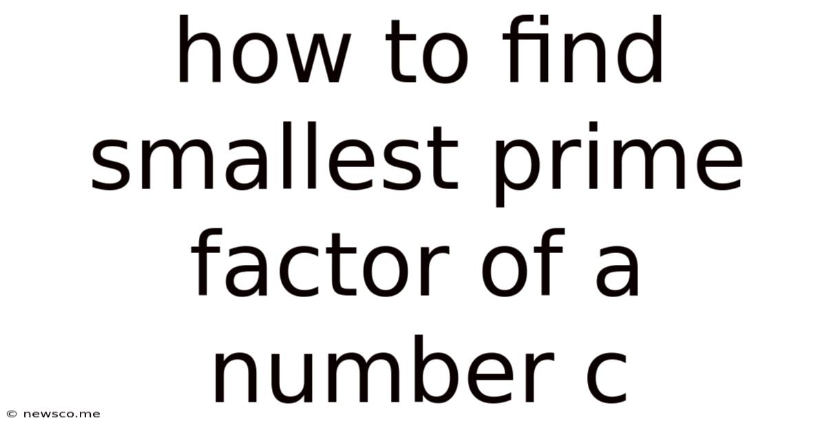 How To Find Smallest Prime Factor Of A Number C