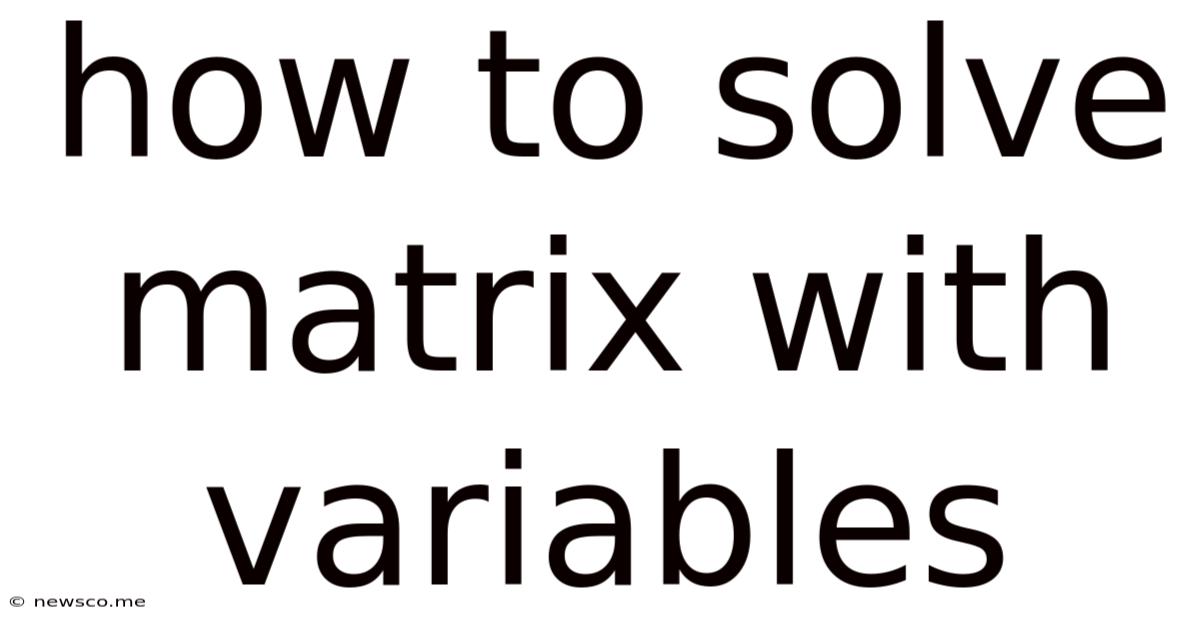 How To Solve Matrix With Variables
