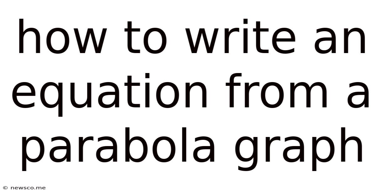 How To Write An Equation From A Parabola Graph