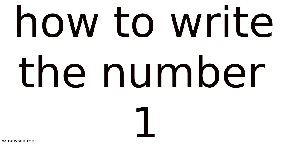 How To Write The Number 1