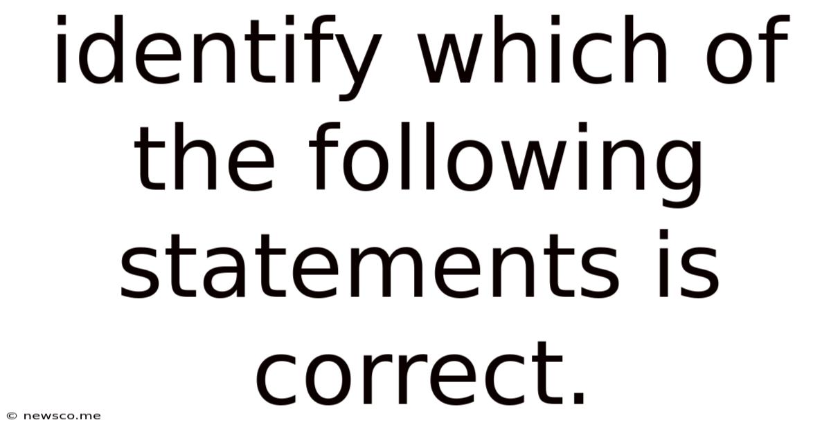 Identify Which Of The Following Statements Is Correct.