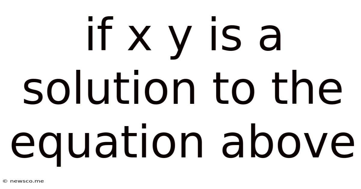 If X Y Is A Solution To The Equation Above