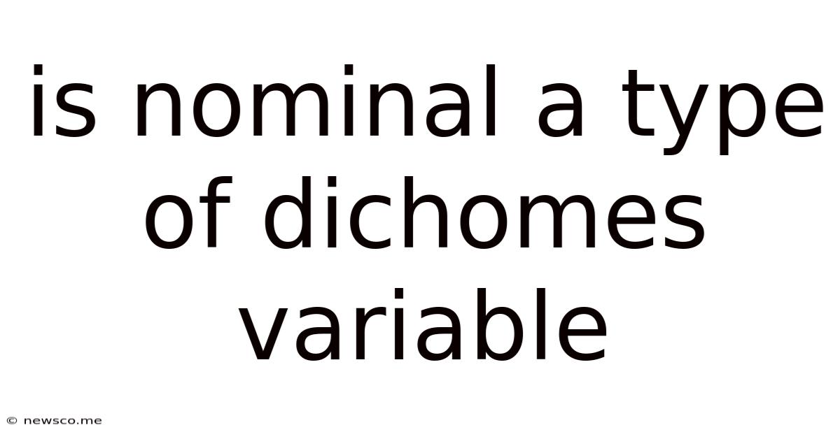 Is Nominal A Type Of Dichomes Variable
