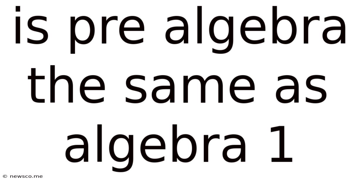 Is Pre Algebra The Same As Algebra 1