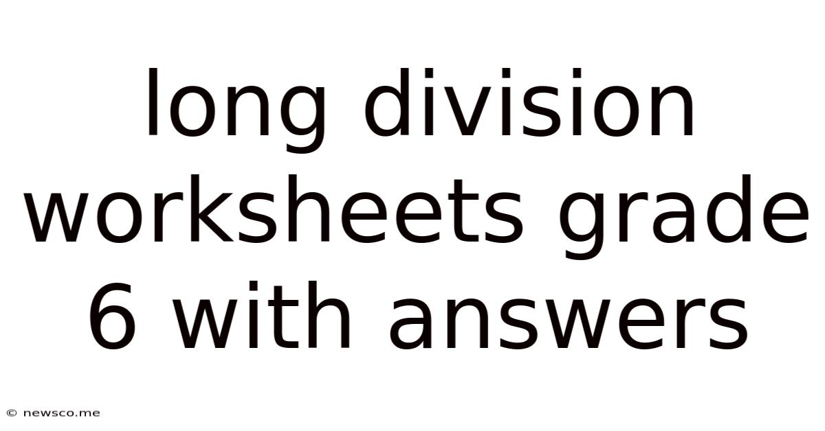 Long Division Worksheets Grade 6 With Answers