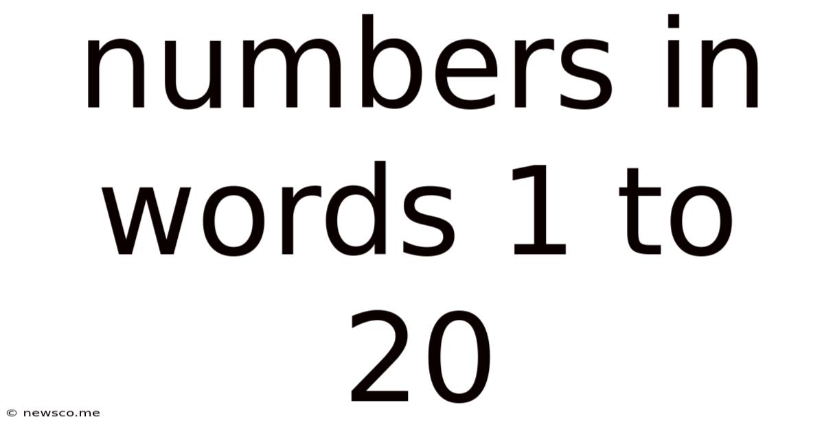Numbers In Words 1 To 20