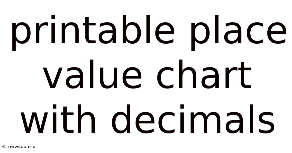 Printable Place Value Chart With Decimals