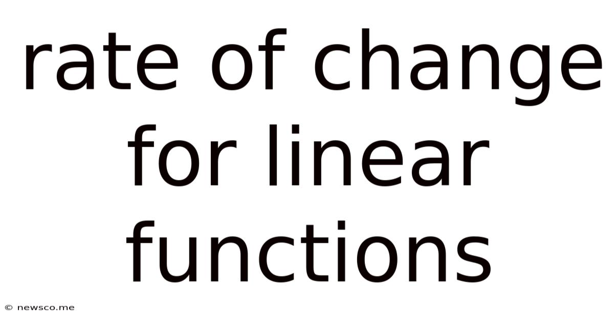 Rate Of Change For Linear Functions