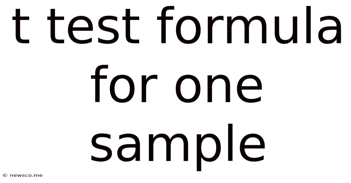 T Test Formula For One Sample
