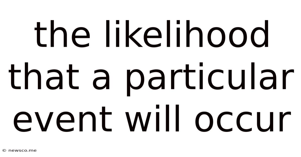 The Likelihood That A Particular Event Will Occur