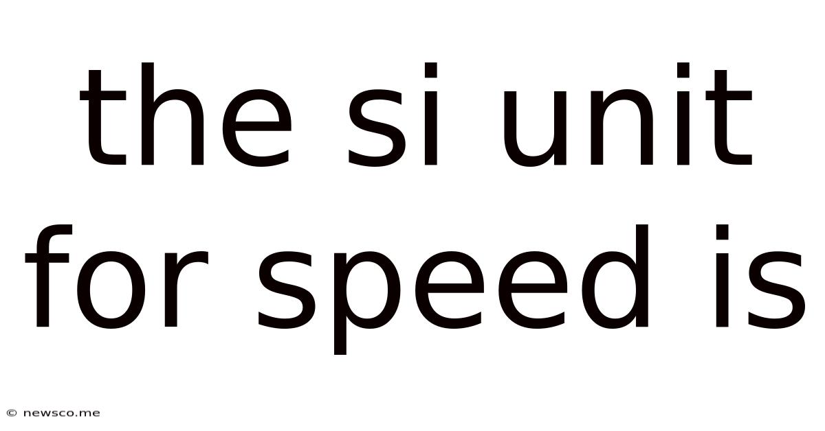The Si Unit For Speed Is
