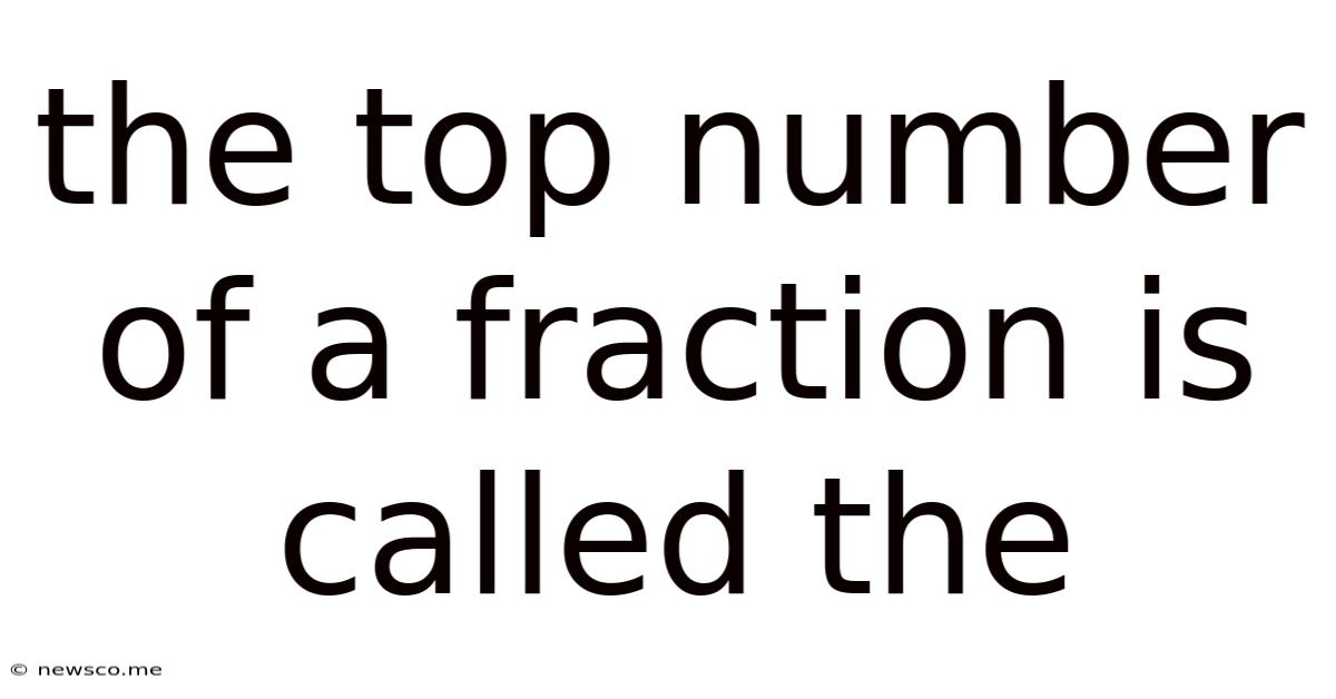 The Top Number Of A Fraction Is Called The