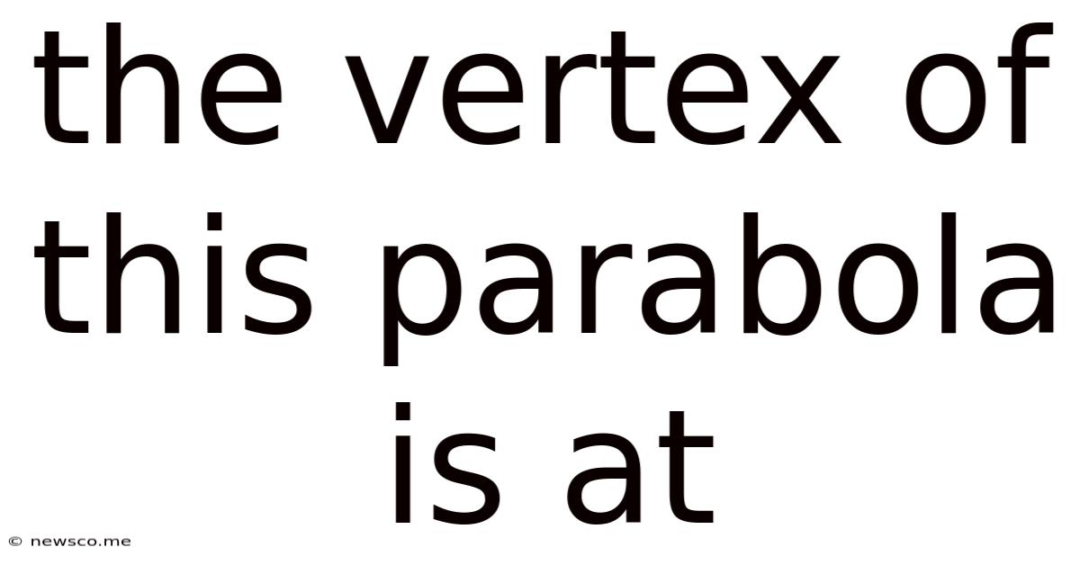 The Vertex Of This Parabola Is At