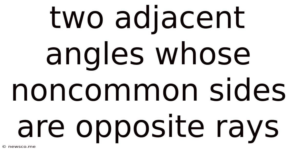 Two Adjacent Angles Whose Noncommon Sides Are Opposite Rays