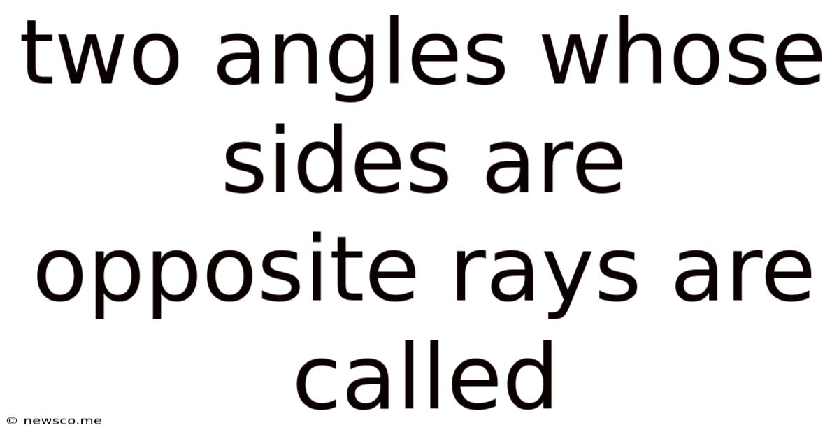 Two Angles Whose Sides Are Opposite Rays Are Called