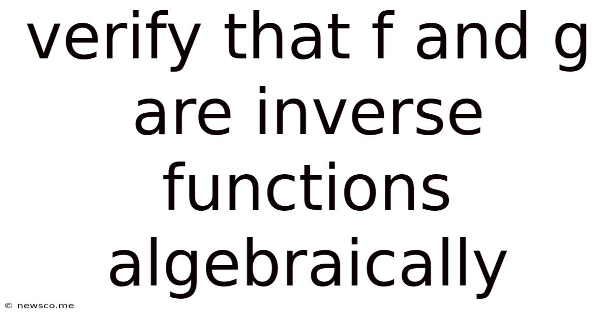 Verify That F And G Are Inverse Functions Algebraically