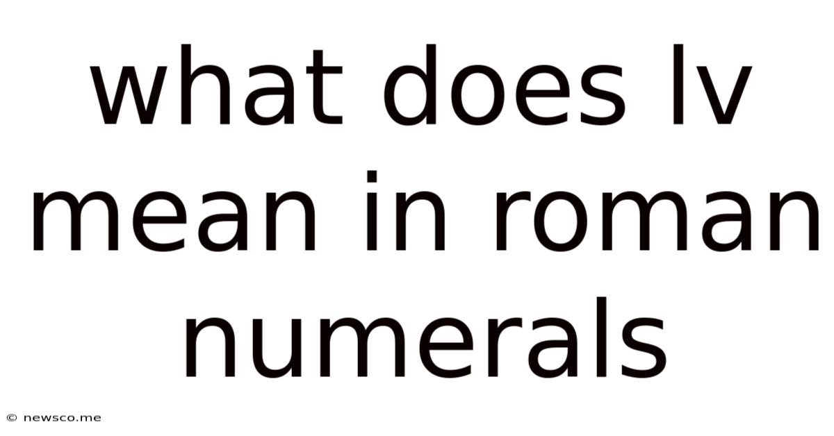 What Does Lv Mean In Roman Numerals