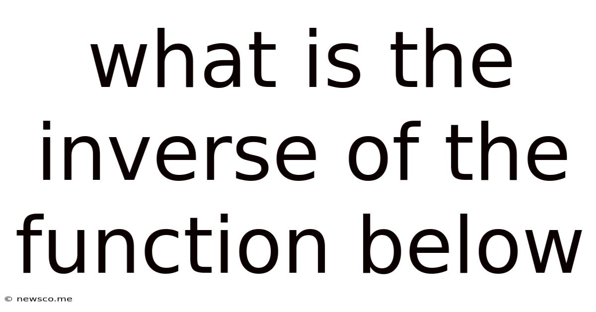 What Is The Inverse Of The Function Below