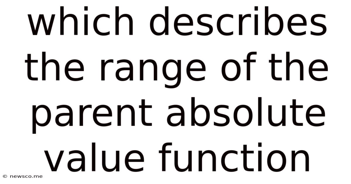 Which Describes The Range Of The Parent Absolute Value Function