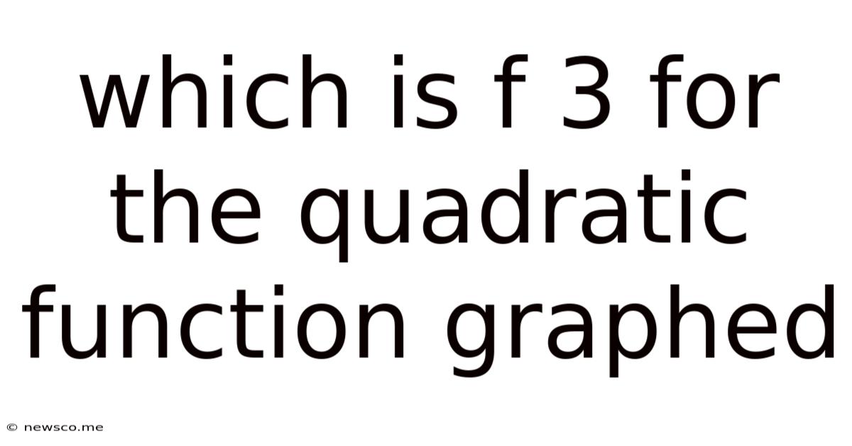 Which Is F 3 For The Quadratic Function Graphed