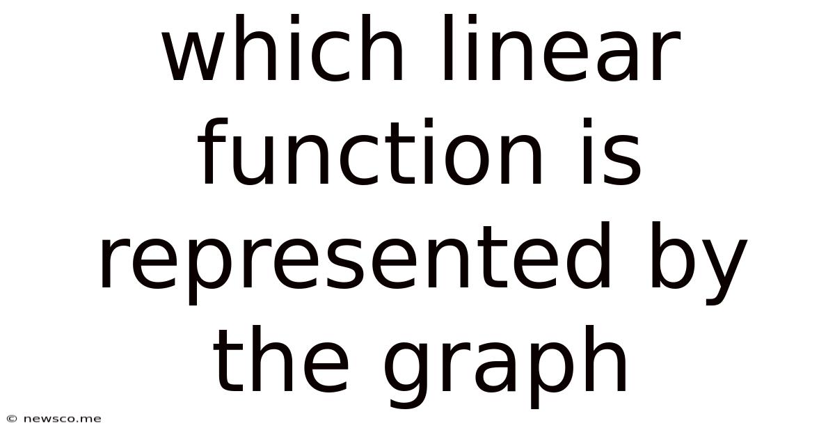 Which Linear Function Is Represented By The Graph