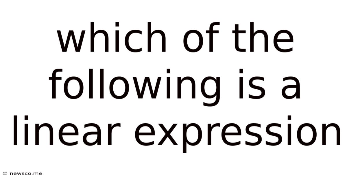 Which Of The Following Is A Linear Expression