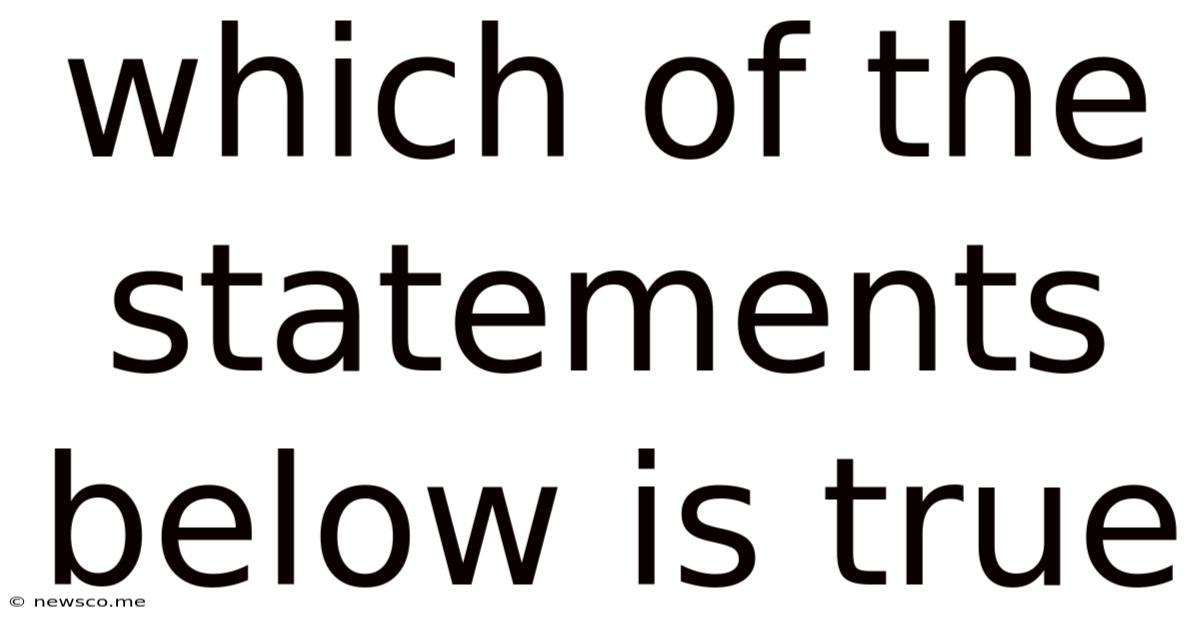 Which Of The Statements Below Is True