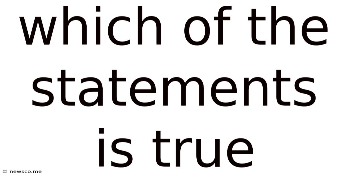 Which Of The Statements Is True