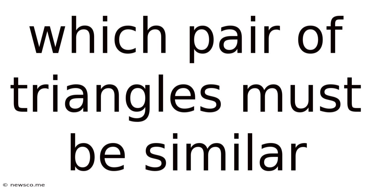 Which Pair Of Triangles Must Be Similar