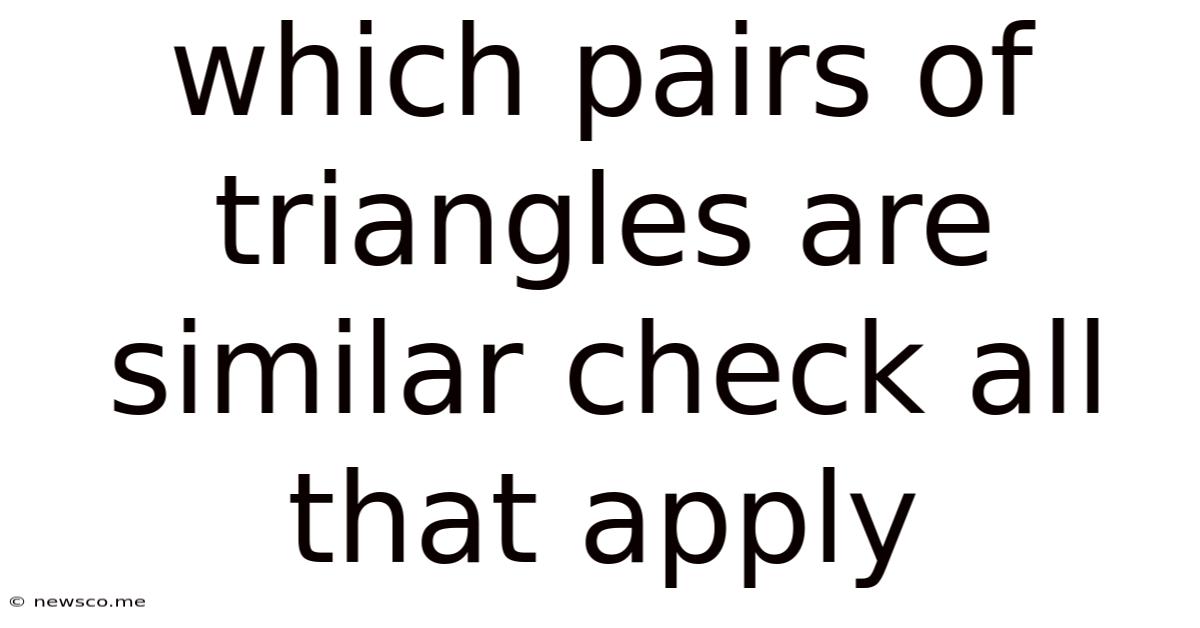 Which Pairs Of Triangles Are Similar Check All That Apply