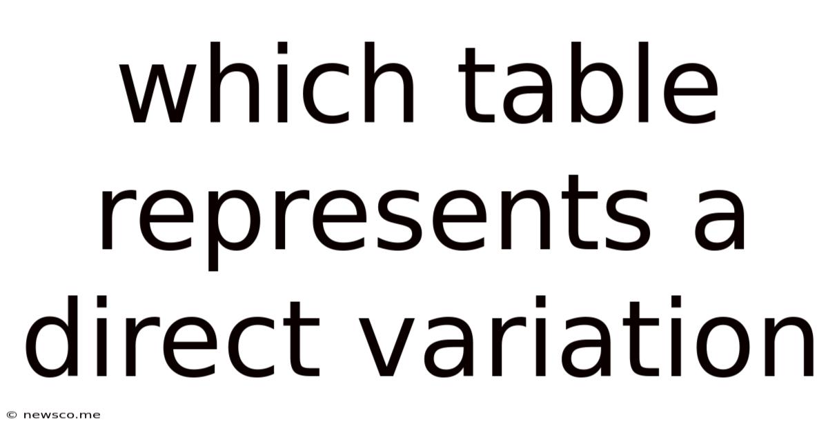 Which Table Represents A Direct Variation