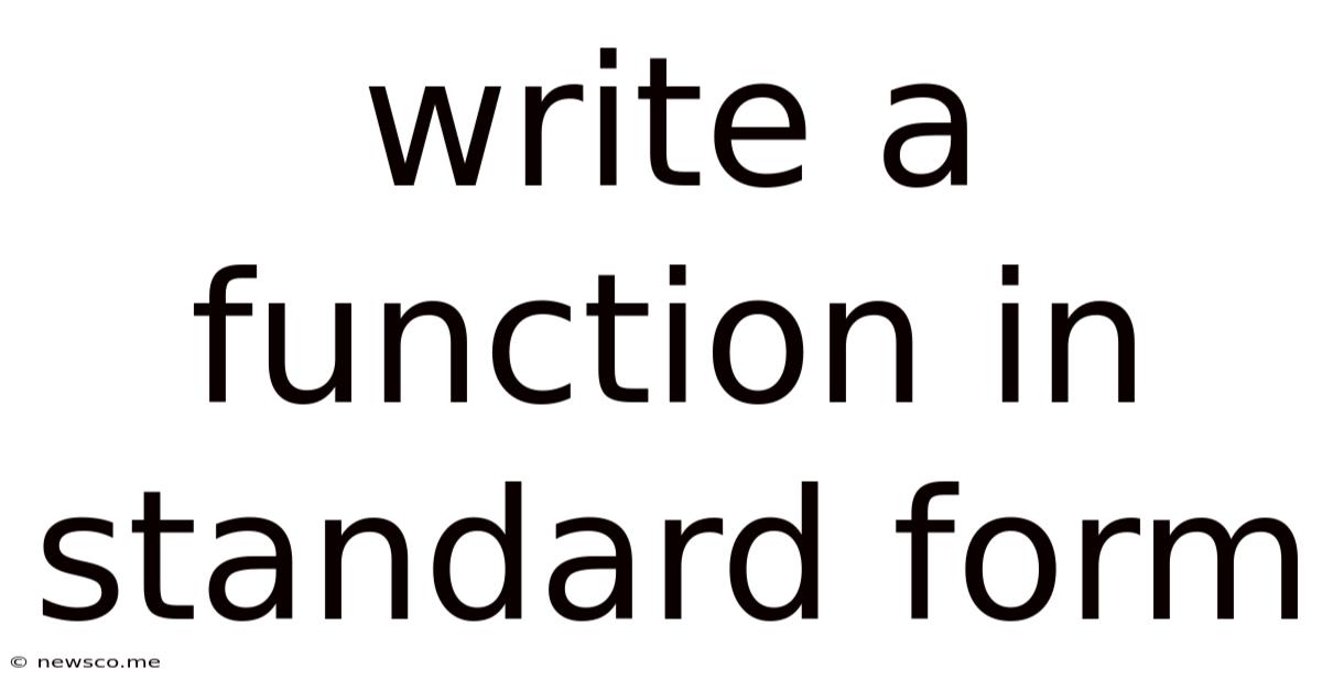 Write A Function In Standard Form
